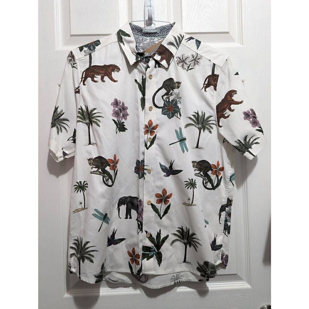 Ted Baker Short Sleeve animal print button down shirt size 5